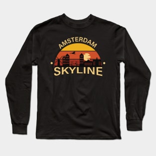 Best Amsterdam Skyline print Long Sleeve T-Shirt